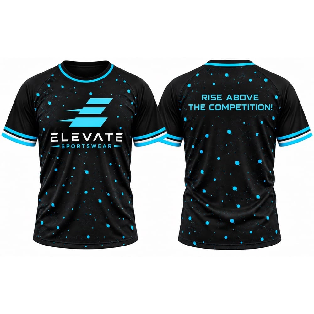 Elevate Lightning Splatter Tee – Black/Cyan
