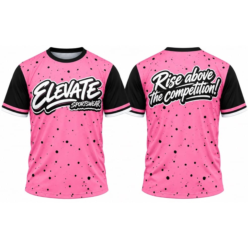 Elevate Script Splatter Tee – Pink/Black