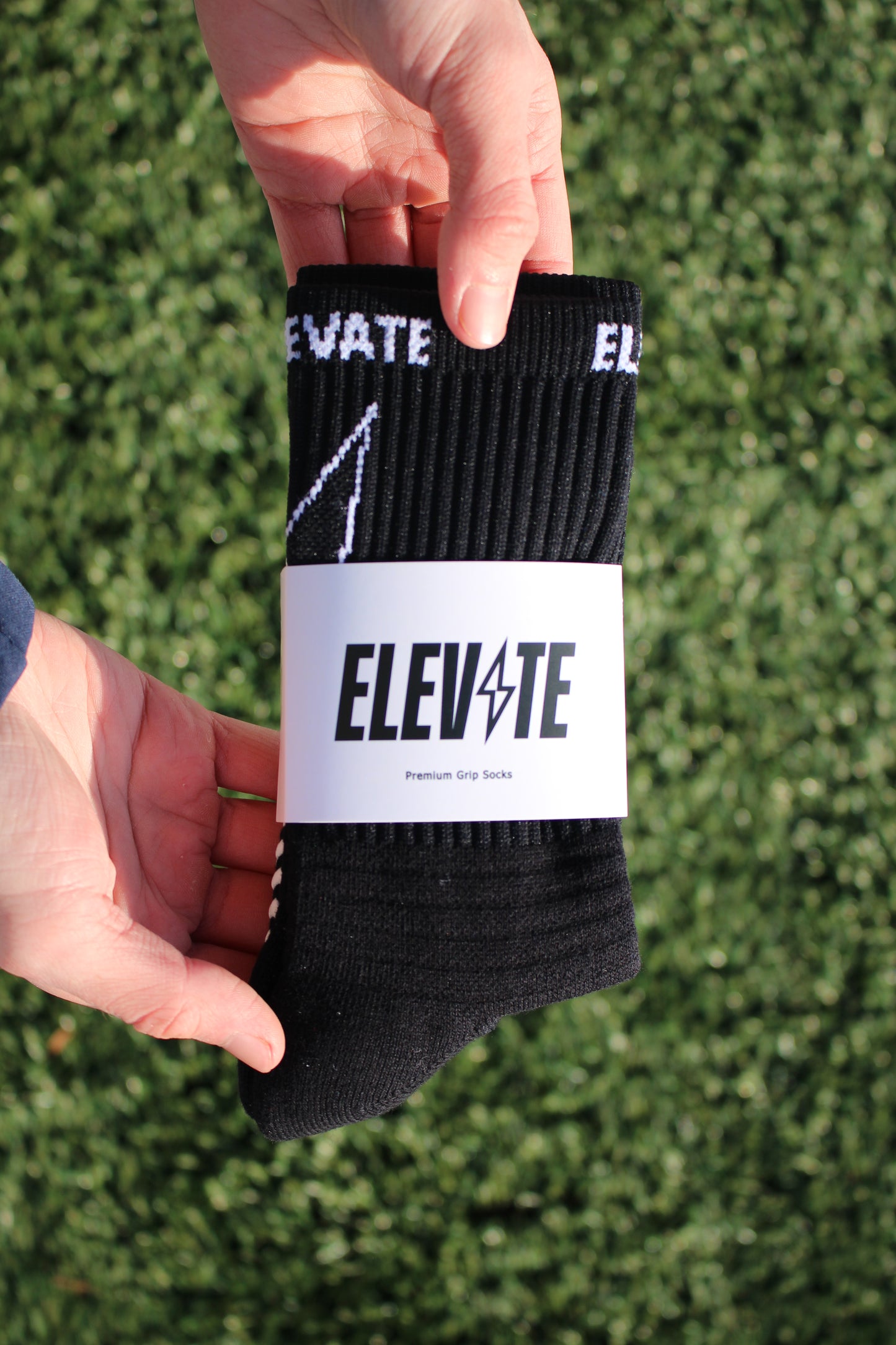 Elevate Grip Socks - Black with white grips. 
